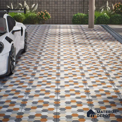 Parking Floor Tile TL 02363 16 x 16 inch Vitrified Anti Skid Matte Finish Heavy Duty Tile - 12 mm | Suitable For Outdoor, Heavy Traffic Areas | Pattern Alignment May Vary | 2-3 mm Spacer is Mandatory