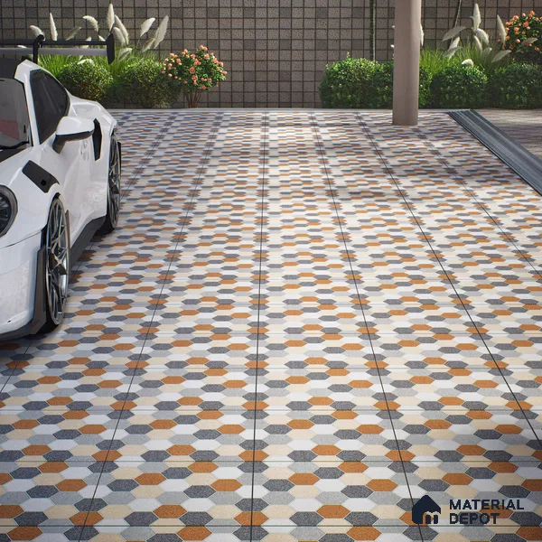 Parking Floor Tile TL 02363 16 x 16 inch Vitrified Anti Skid Matte Finish Heavy Duty Tile - 12 mm | Suitable For Outdoor, Heavy Traffic Areas | Pattern Alignment May Vary | 2-3 mm Spacer is Mandatory