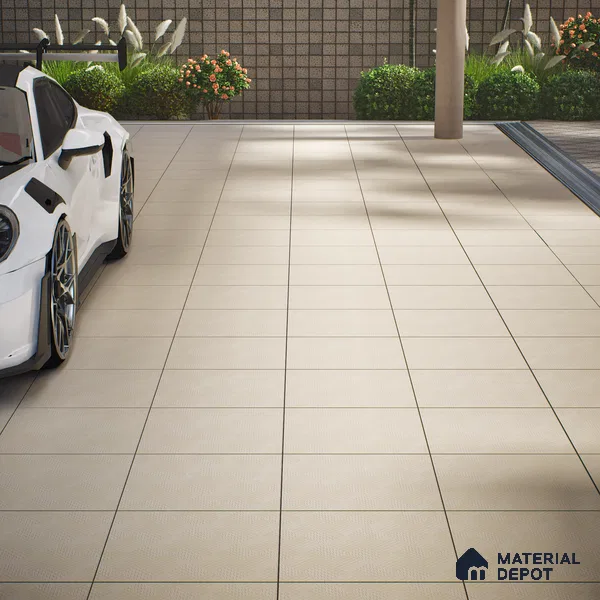 Parking Floor Tile TL 02364 16 x 16 inch Vitrified Anti Skid Matte Finish Heavy Duty Tile - 12 mm | Suitable For Bathroom, Heavy Traffic Areas | Pattern Alignment May Vary | 2-3 mm Spacer is Mandatory
