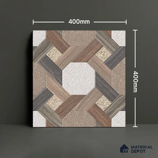 Parking Floor Tile TL 02366 16 x 16 inch Vitrified Anti Skid Matte Finish Heavy Duty Tile - 12 mm | Suitable For Outdoor, Heavy Traffic Areas | Pattern Alignment May Vary | 2-3 mm Spacer is Mandatory