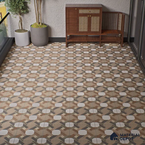 Parking Floor Tile TL 02366 16 x 16 inch Vitrified Anti Skid Matte Finish Heavy Duty Tile - 12 mm | Suitable For Outdoor, Heavy Traffic Areas | Pattern Alignment May Vary | 2-3 mm Spacer is Mandatory