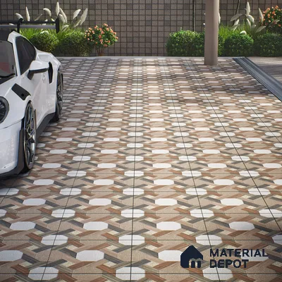 Parking Floor Tile TL 02366 16 x 16 inch Vitrified Anti Skid Matte Finish Heavy Duty Tile - 12 mm | Suitable For Outdoor, Heavy Traffic Areas | Pattern Alignment May Vary | 2-3 mm Spacer is Mandatory
