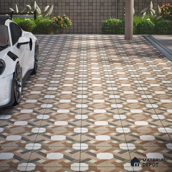 Parking Floor Tile TL 02366 16 x 16 inch Vitrified Anti Skid Matte Finish Heavy Duty Tile - 12 mm | Suitable For Outdoor, Heavy Traffic Areas | Pattern Alignment May Vary | 2-3 mm Spacer is Mandatory