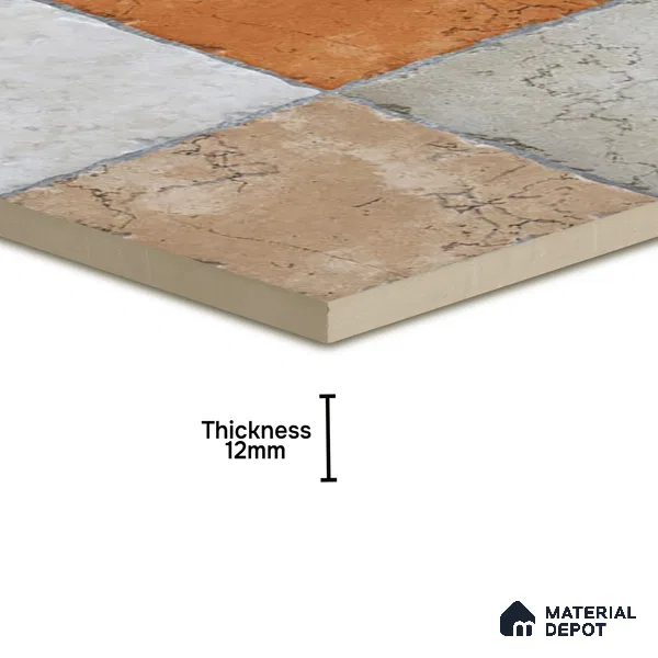 Parking Floor Tile TL 02367 16 x 16 inch Vitrified Anti Skid Matte Finish Heavy Duty Tile - 12 mm | Suitable For Outdoor, Heavy Traffic Areas | Pattern Alignment May Vary | 2-3 mm Spacer is Mandatory