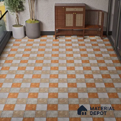 Parking Floor Tile TL 02367 16 x 16 inch Vitrified Anti Skid Matte Finish Heavy Duty Tile - 12 mm | Suitable For Outdoor, Heavy Traffic Areas | Pattern Alignment May Vary | 2-3 mm Spacer is Mandatory