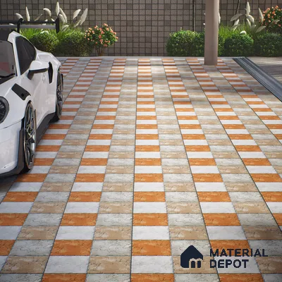 Parking Floor Tile TL 02367 16 x 16 inch Vitrified Anti Skid Matte Finish Heavy Duty Tile - 12 mm | Suitable For Outdoor, Heavy Traffic Areas | Pattern Alignment May Vary | 2-3 mm Spacer is Mandatory