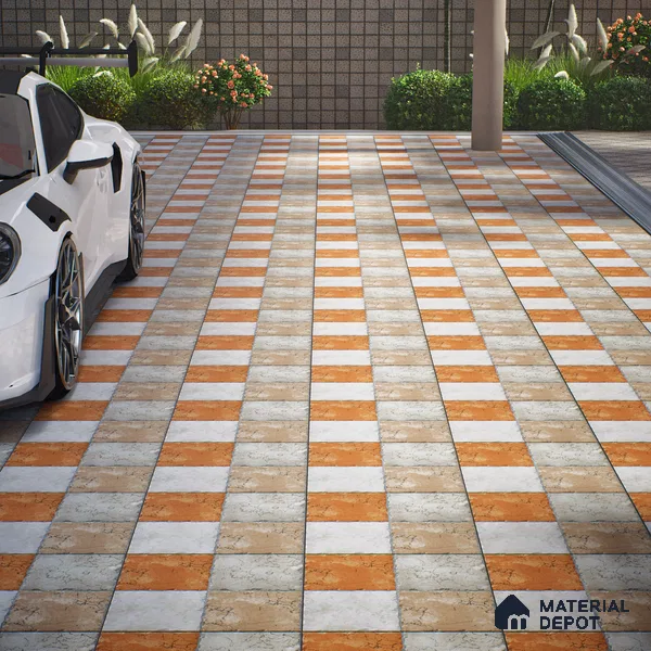 Parking Floor Tile TL 02367 16 x 16 inch Vitrified Anti Skid Matte Finish Heavy Duty Tile - 12 mm | Suitable For Outdoor, Heavy Traffic Areas | Pattern Alignment May Vary | 2-3 mm Spacer is Mandatory