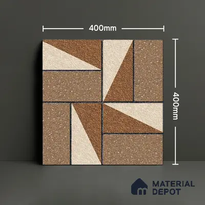 Parking Floor Tile TL 02368 16 x 16 inch Vitrified Anti Skid Matte Finish Heavy Duty Tile - 12 mm | Suitable For Outdoor, Heavy Traffic Areas | Pattern Alignment May Vary | 2-3 mm Spacer is Mandatory