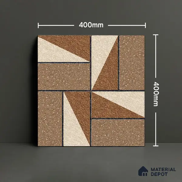 Parking Floor Tile TL 02368 16 x 16 inch Vitrified Anti Skid Matte Finish Heavy Duty Tile - 12 mm | Suitable For Outdoor, Heavy Traffic Areas | Pattern Alignment May Vary | 2-3 mm Spacer is Mandatory