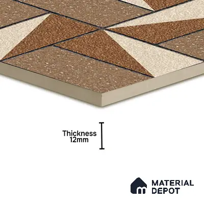 Parking Floor Tile TL 02368 16 x 16 inch Vitrified Anti Skid Matte Finish Heavy Duty Tile - 12 mm | Suitable For Outdoor, Heavy Traffic Areas | Pattern Alignment May Vary | 2-3 mm Spacer is Mandatory