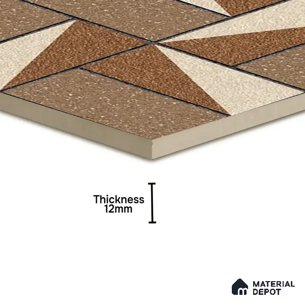 Parking Floor Tile TL 02368 16 x 16 inch Vitrified Anti Skid Matte Finish Heavy Duty Tile - 12 mm | Suitable For Outdoor, Heavy Traffic Areas | Pattern Alignment May Vary | 2-3 mm Spacer is Mandatory