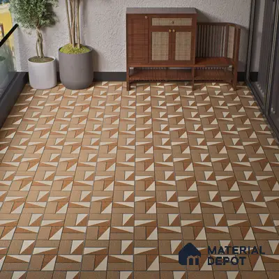Parking Floor Tile TL 02368 16 x 16 inch Vitrified Anti Skid Matte Finish Heavy Duty Tile - 12 mm | Suitable For Outdoor, Heavy Traffic Areas | Pattern Alignment May Vary | 2-3 mm Spacer is Mandatory
