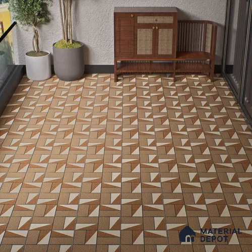Parking Floor Tile TL 02368 16 x 16 inch Vitrified Anti Skid Matte Finish Heavy Duty Tile - 12 mm | Suitable For Outdoor, Heavy Traffic Areas | Pattern Alignment May Vary | 2-3 mm Spacer is Mandatory