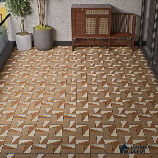 Parking Floor Tile TL 02368 16 x 16 inch Vitrified Anti Skid Matte Finish Heavy Duty Tile - 12 mm | Suitable For Outdoor, Heavy Traffic Areas | Pattern Alignment May Vary | 2-3 mm Spacer is Mandatory