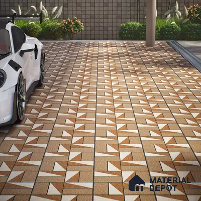 Parking Floor Tile TL 02368 16 x 16 inch Vitrified Anti Skid Matte Finish Heavy Duty Tile - 12 mm | Suitable For Outdoor, Heavy Traffic Areas | Pattern Alignment May Vary | 2-3 mm Spacer is Mandatory