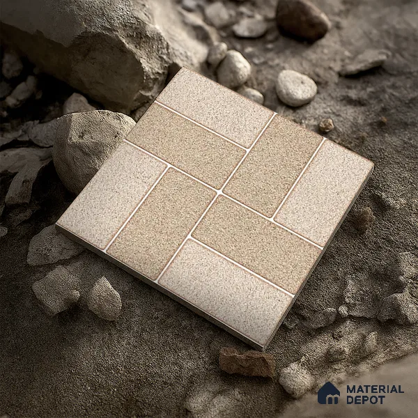 Parking Floor Tile TL 02369 16 x 16 inch Vitrified Anti Skid Matte Finish Heavy Duty Tile - 12 mm | Suitable For Outdoor, Heavy Traffic Areas | Pattern Alignment May Vary | 2-3 mm Spacer is Mandatory