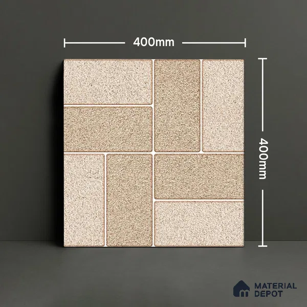 Parking Floor Tile TL 02369 16 x 16 inch Vitrified Anti Skid Matte Finish Heavy Duty Tile - 12 mm | Suitable For Outdoor, Heavy Traffic Areas | Pattern Alignment May Vary | 2-3 mm Spacer is Mandatory