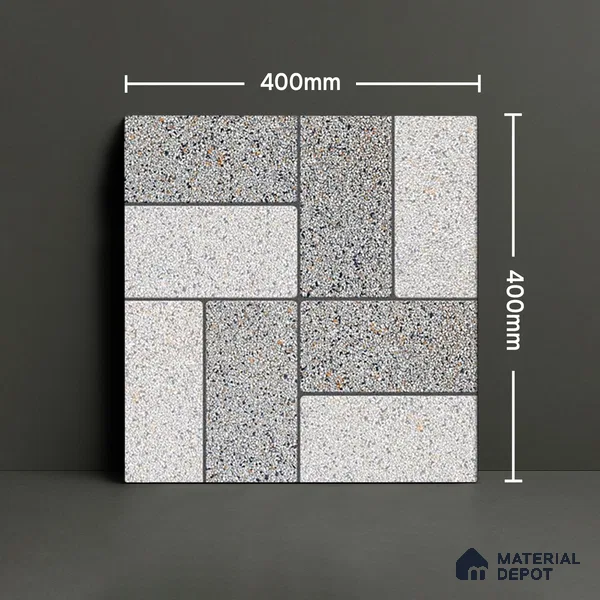 Parking Floor Tile TL 02370 16 x 16 inch Vitrified Anti Skid Matte Finish Heavy Duty Tile - 12 mm | Suitable For Outdoor, Heavy Traffic Areas | Pattern Alignment May Vary | 2-3 mm Spacer is Mandatory