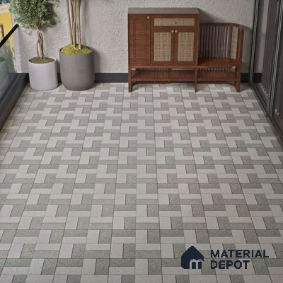 Parking Floor Tile TL 02370 16 x 16 inch Vitrified Anti Skid Matte Finish Heavy Duty Tile - 12 mm | Suitable For Outdoor, Heavy Traffic Areas | Pattern Alignment May Vary | 2-3 mm Spacer is Mandatory