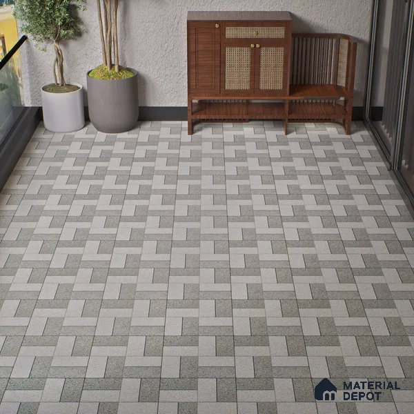 Parking Floor Tile TL 02370 16 x 16 inch Vitrified Anti Skid Matte Finish Heavy Duty Tile - 12 mm | Suitable For Outdoor, Heavy Traffic Areas | Pattern Alignment May Vary | 2-3 mm Spacer is Mandatory