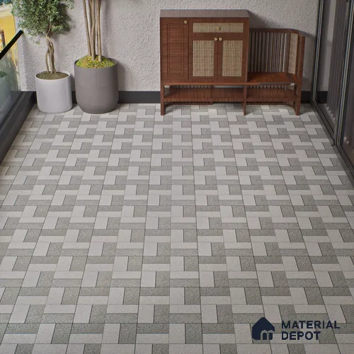 Parking Floor Tile TL 02370 16 x 16 inch Vitrified Anti Skid Matte Finish Heavy Duty Tile - 12 mm | Suitable For Outdoor, Heavy Traffic Areas | Pattern Alignment May Vary | 2-3 mm Spacer is Mandatory