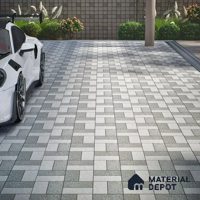 Parking Floor Tile TL 02370 16 x 16 inch Vitrified Anti Skid Matte Finish Heavy Duty Tile - 12 mm | Suitable For Outdoor, Heavy Traffic Areas | Pattern Alignment May Vary | 2-3 mm Spacer is Mandatory