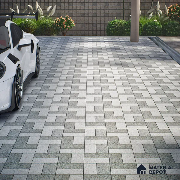 Parking Floor Tile TL 02370 16 x 16 inch Vitrified Anti Skid Matte Finish Heavy Duty Tile - 12 mm | Suitable For Outdoor, Heavy Traffic Areas | Pattern Alignment May Vary | 2-3 mm Spacer is Mandatory