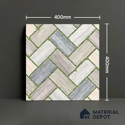 Parking Floor Tile TL 02371 16 x 16 inch Vitrified Anti Skid Matte Finish Heavy Duty Tile - 12 mm | Suitable For Outdoor, Heavy Traffic Areas | Pattern Alignment May Vary | 2-3 mm Spacer is Mandatory
