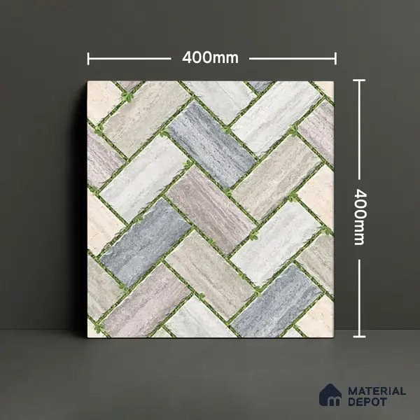 Parking Floor Tile TL 02371 16 x 16 inch Vitrified Anti Skid Matte Finish Heavy Duty Tile - 12 mm | Suitable For Outdoor, Heavy Traffic Areas | Pattern Alignment May Vary | 2-3 mm Spacer is Mandatory