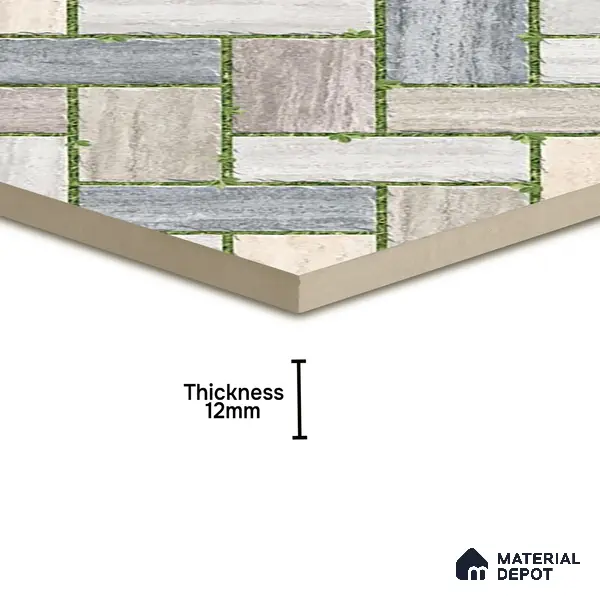 Parking Floor Tile TL 02371 16 x 16 inch Vitrified Anti Skid Matte Finish Heavy Duty Tile - 12 mm | Suitable For Outdoor, Heavy Traffic Areas | Pattern Alignment May Vary | 2-3 mm Spacer is Mandatory