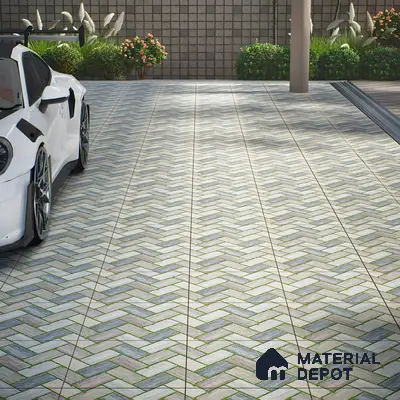 Parking Floor Tile TL 02371 16 x 16 inch Vitrified Anti Skid Matte Finish Heavy Duty Tile - 12 mm | Suitable For Outdoor, Heavy Traffic Areas | Pattern Alignment May Vary | 2-3 mm Spacer is Mandatory