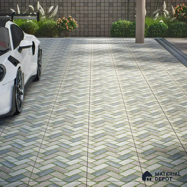 Parking Floor Tile TL 02371 16 x 16 inch Vitrified Anti Skid Matte Finish Heavy Duty Tile - 12 mm | Suitable For Outdoor, Heavy Traffic Areas | Pattern Alignment May Vary | 2-3 mm Spacer is Mandatory