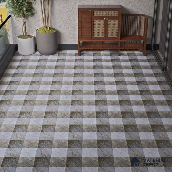 Parking Floor Tile TL 02372 16 x 16 inch Vitrified Anti Skid Matte Finish Heavy Duty Tile - 12 mm | Suitable For Outdoor, Heavy Traffic Areas | Pattern Alignment May Vary | 2-3 mm Spacer is Mandatory