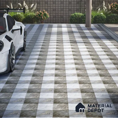 Parking Floor Tile TL 02372 16 x 16 inch Vitrified Anti Skid Matte Finish Heavy Duty Tile - 12 mm | Suitable For Outdoor, Heavy Traffic Areas | Pattern Alignment May Vary | 2-3 mm Spacer is Mandatory