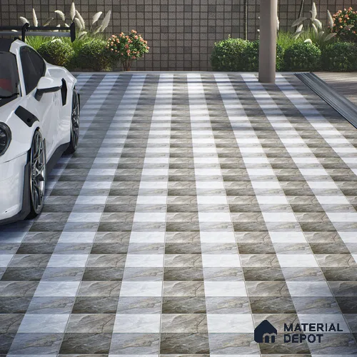 Parking Floor Tile TL 02372 16 x 16 inch Vitrified Anti Skid Matte Finish Heavy Duty Tile - 12 mm | Suitable For Outdoor, Heavy Traffic Areas | Pattern Alignment May Vary | 2-3 mm Spacer is Mandatory