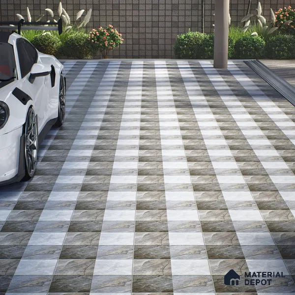 Parking Floor Tile TL 02372 16 x 16 inch Vitrified Anti Skid Matte Finish Heavy Duty Tile - 12 mm | Suitable For Outdoor, Heavy Traffic Areas | Pattern Alignment May Vary | 2-3 mm Spacer is Mandatory