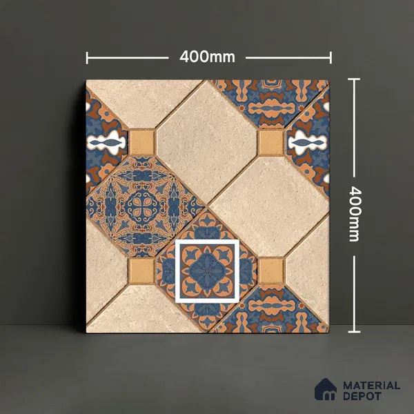 Parking Floor Tile TL 02374 16 x 16 inch Vitrified Anti Skid Matte Finish Heavy Duty Tile - 12 mm | Suitable For Outdoor, Heavy Traffic Areas | Pattern Alignment May Vary | 2-3 mm Spacer is Mandatory