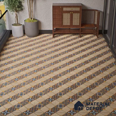 Parking Floor Tile TL 02374 16 x 16 inch Vitrified Anti Skid Matte Finish Heavy Duty Tile - 12 mm | Suitable For Outdoor, Heavy Traffic Areas | Pattern Alignment May Vary | 2-3 mm Spacer is Mandatory