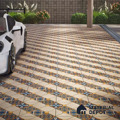 Parking Floor Tile TL 02374 16 x 16 inch Vitrified Anti Skid Matte Finish Heavy Duty Tile - 12 mm | Suitable For Outdoor, Heavy Traffic Areas | Pattern Alignment May Vary | 2-3 mm Spacer is Mandatory