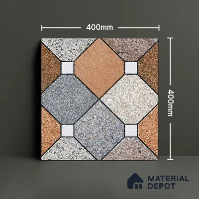 Parking Floor Tile TL 02375 16 x 16 inch Vitrified Anti Skid Matte Finish Heavy Duty Tile - 12 mm | Suitable For Outdoor, Heavy Traffic Areas | Pattern Alignment May Vary | 2-3 mm Spacer is Mandatory