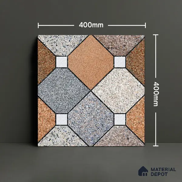 Parking Floor Tile TL 02375 16 x 16 inch Vitrified Anti Skid Matte Finish Heavy Duty Tile - 12 mm | Suitable For Outdoor, Heavy Traffic Areas | Pattern Alignment May Vary | 2-3 mm Spacer is Mandatory