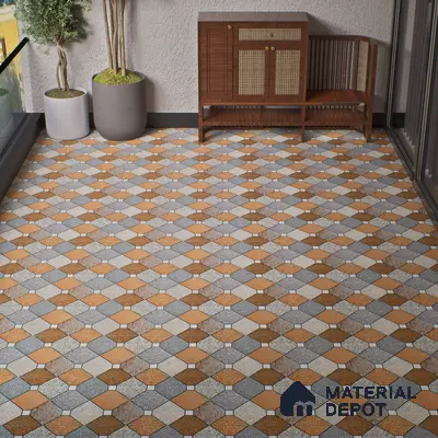 Parking Floor Tile TL 02375 16 x 16 inch Vitrified Anti Skid Matte Finish Heavy Duty Tile - 12 mm | Suitable For Outdoor, Heavy Traffic Areas | Pattern Alignment May Vary | 2-3 mm Spacer is Mandatory