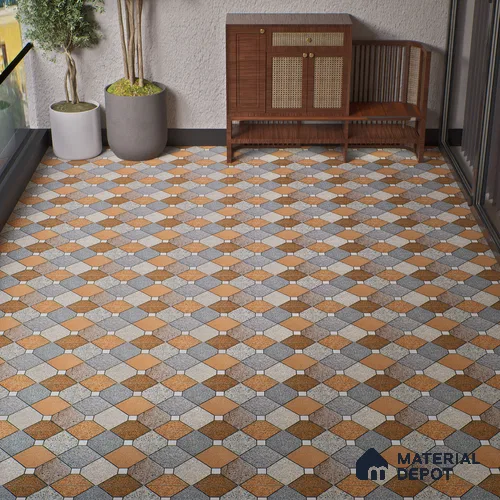 Parking Floor Tile TL 02375 16 x 16 inch Vitrified Anti Skid Matte Finish Heavy Duty Tile - 12 mm | Suitable For Outdoor, Heavy Traffic Areas | Pattern Alignment May Vary | 2-3 mm Spacer is Mandatory