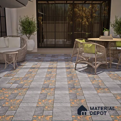 Parking Floor Tile TL 02376 16 x 16 inch Vitrified Anti Skid Matte Finish Heavy Duty Tile - 12 mm | Suitable For Outdoor, Balcony, Terrace | Pattern Alignment May Vary | 2-3 mm Spacer is Mandatory