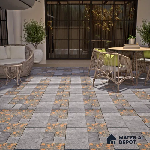 Parking Floor Tile TL 02376 16 x 16 inch Vitrified Anti Skid Matte Finish Heavy Duty Tile - 12 mm | Suitable For Outdoor, Balcony, Terrace | Pattern Alignment May Vary | 2-3 mm Spacer is Mandatory