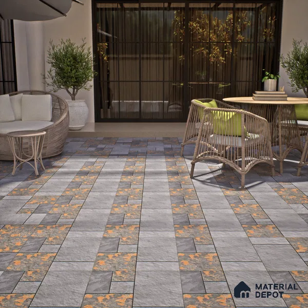 Parking Floor Tile TL 02376 16 x 16 inch Vitrified Anti Skid Matte Finish Heavy Duty Tile - 12 mm | Suitable For Outdoor, Balcony, Terrace | Pattern Alignment May Vary | 2-3 mm Spacer is Mandatory