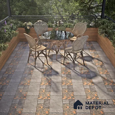 Parking Floor Tile TL 02376 16 x 16 inch Vitrified Anti Skid Matte Finish Heavy Duty Tile - 12 mm | Suitable For Outdoor, Balcony, Terrace | Pattern Alignment May Vary | 2-3 mm Spacer is Mandatory