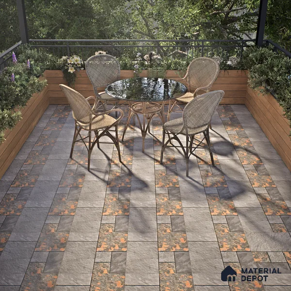 Parking Floor Tile TL 02376 16 x 16 inch Vitrified Anti Skid Matte Finish Heavy Duty Tile - 12 mm | Suitable For Outdoor, Balcony, Terrace | Pattern Alignment May Vary | 2-3 mm Spacer is Mandatory