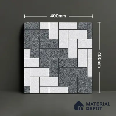 Parking Floor Tile TL 02334 16 x 16 inch Vitrified Anti Skid Matte Finish Heavy Duty Tile - 12 mm | Suitable For Outdoor, Heavy Traffic Areas | Pattern Alignment May Vary | 2-3 mm Spacer is Mandatory