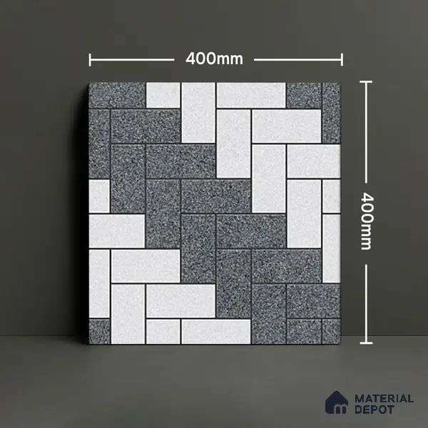 Parking Floor Tile TL 02334 16 x 16 inch Vitrified Anti Skid Matte Finish Heavy Duty Tile - 12 mm | Suitable For Outdoor, Heavy Traffic Areas | Pattern Alignment May Vary | 2-3 mm Spacer is Mandatory